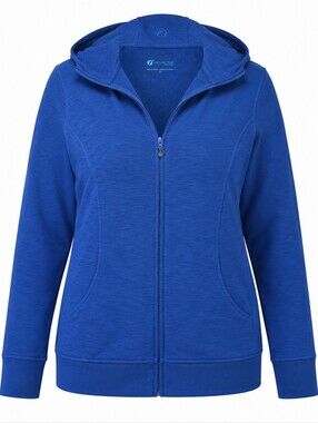 Penningtons Active Zone Plus Size Blue Full Zip Women Athletic Jacket Hoodie 2X